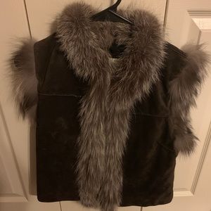 Genuine leather Fur Trim Vest